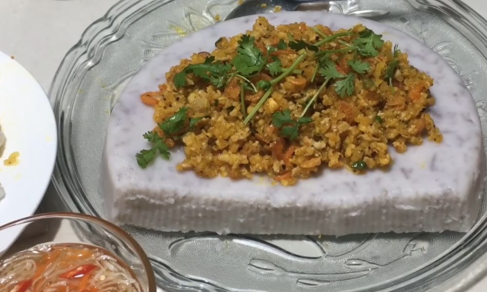Hướng dẫn làm bánh đúc khoai môn nhân mặn thơm ngon